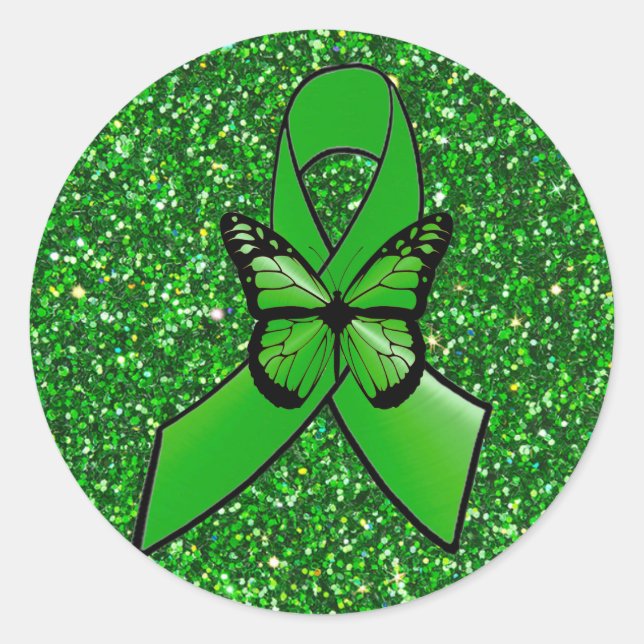 Faux Glitter LYME Ribbon butterfly sticker (Front)