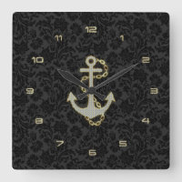 Faux Glitter Nautical Anchor Black Background