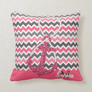 faux glitter nautical anchor infinity symbol cushion