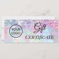 faux glitter opal logo gift certificate