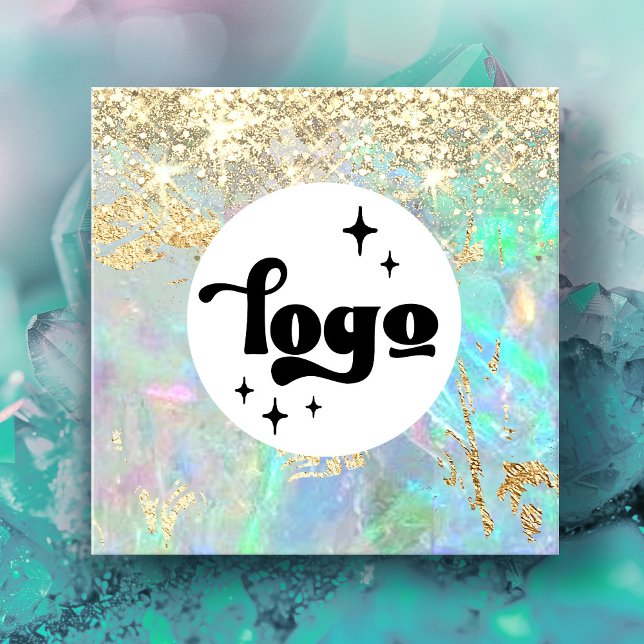 faux glitter opal square business card (Creator Uploaded)