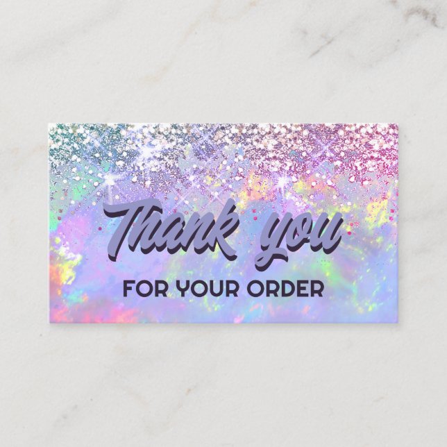 faux glitter opal thank you business card (Front)