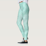 Faux Glitter Pastel Sparkle Elegant Shiny Chic Leggings<br><div class="desc">Gorgeous faux glitter,  crystals on a pastel mint green,  aqua background. Absolutely the sweetest leggings I’ve created.  So sweet.  Wear for yoga class or exercise gym.  How cute these would be with an oversized T-shirt and flip-flops.</div>