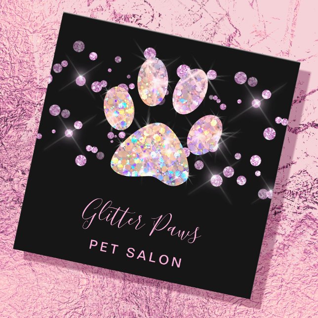 faux glitter paw print square business card (Creator Uploaded)