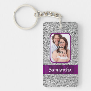 Faux glitter photo background key ring