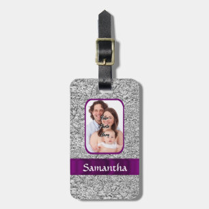 Faux glitter photo background luggage tag