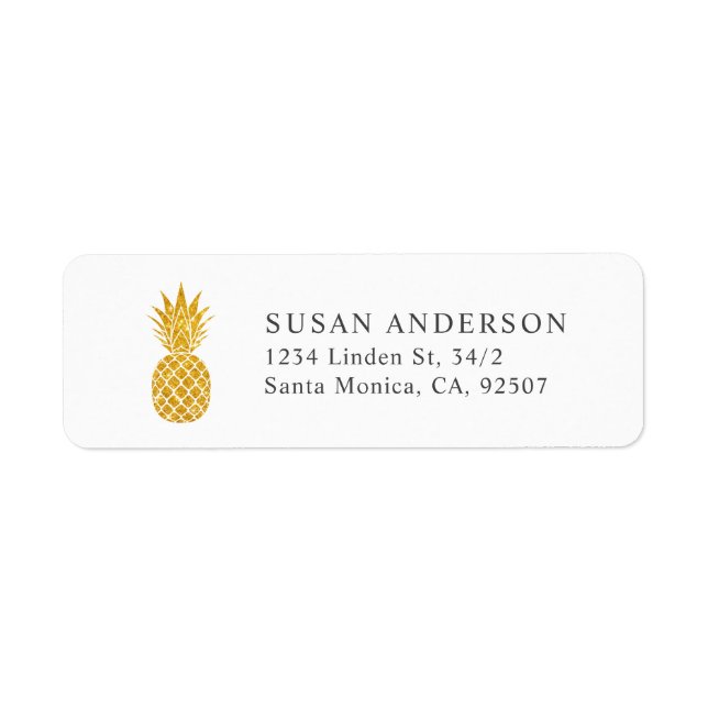Faux Glitter Pineapple Return Address Label (Front)
