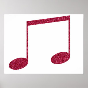 Faux Glitter Pink Music Note Symbols Poster