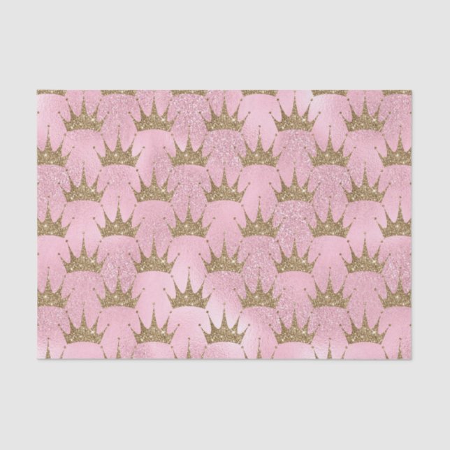 Faux glitter Princess golden crown party tissue Tissue Paper (Front)