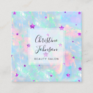 FAUX glitter purple stars Square Business Card