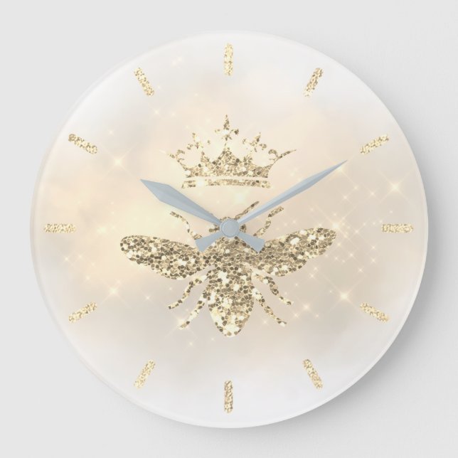 •faux glitter queen bee design large clock (Front)