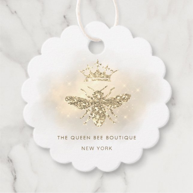 faux glitter queen bee favour tags (Front)