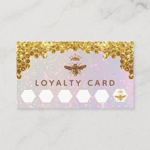 faux glitter Queen Bee loyalty card