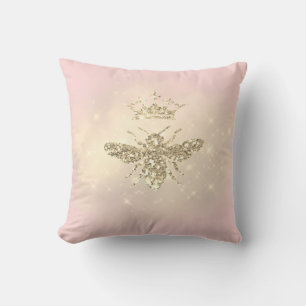 faux glitter queen bee on pink cushion