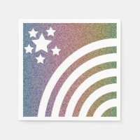 Faux Glitter Rainbow Stripes Stars Unicorn Party