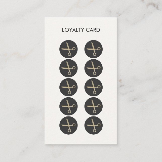 Faux Glitter Scissors Loyalty Card (Front)