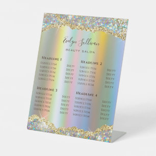 Faux Glitter Sequin Price List  Pedestal Sign