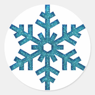 Faux Glitter Snowflake Christmas SticG Classic Round Sticker