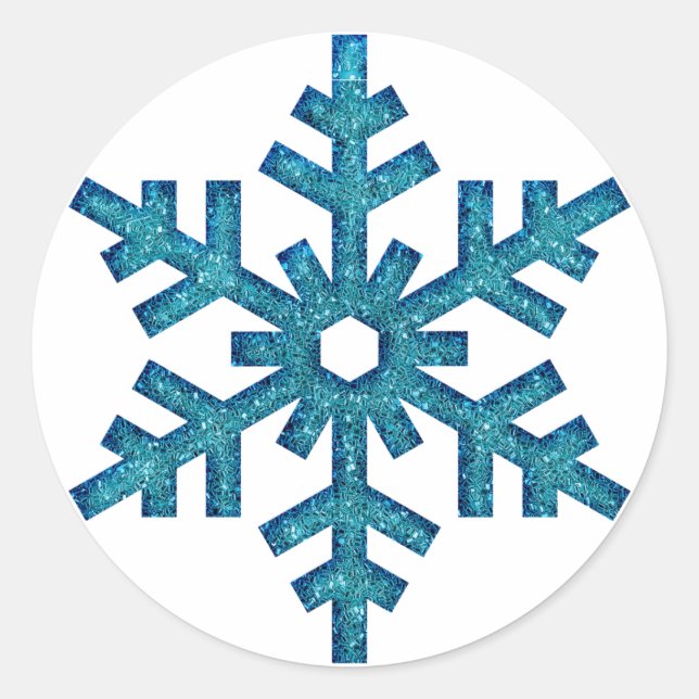 Faux Glitter Snowflake Christmas SticG Classic Round Sticker (Front)