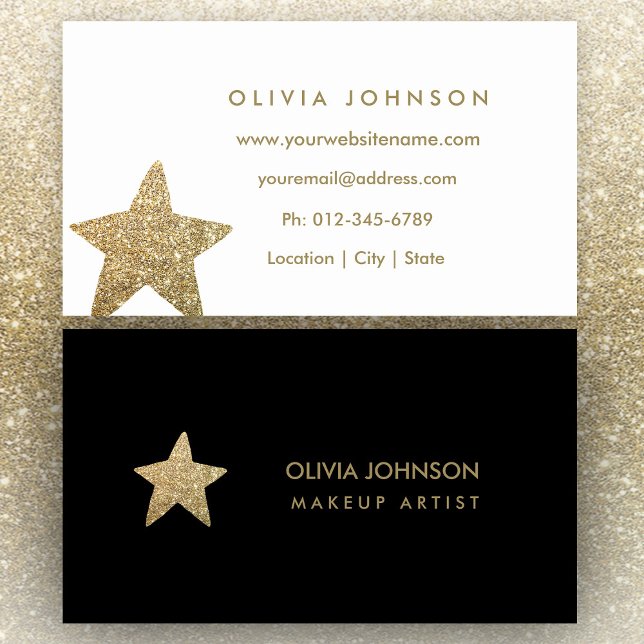 Faux Glitter Star | Makeup Artist Business Cards (Creator Uploaded)
