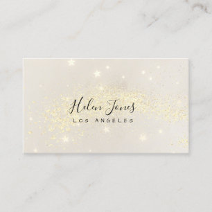 faux glitter stars sepia watercolor business card