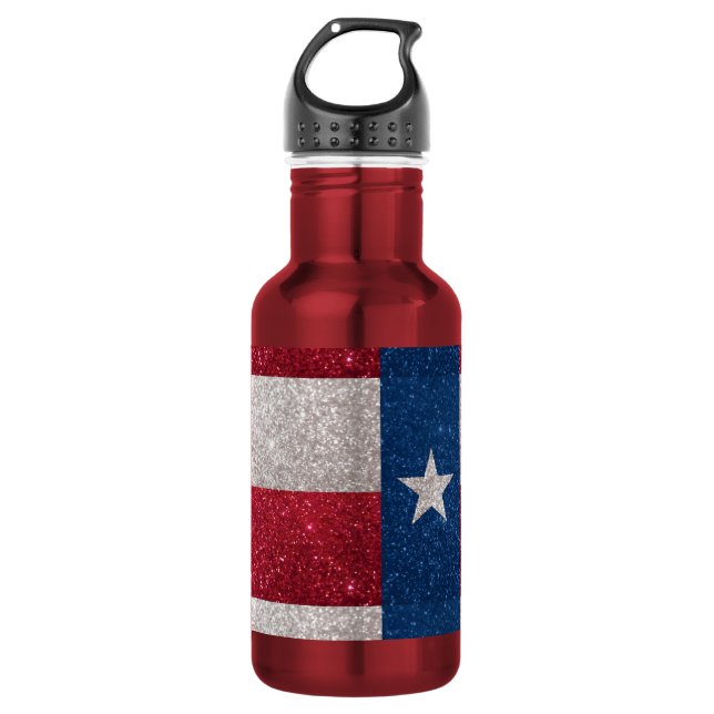 Faux Glitter Texas flag 532 Ml Water Bottle (Front)