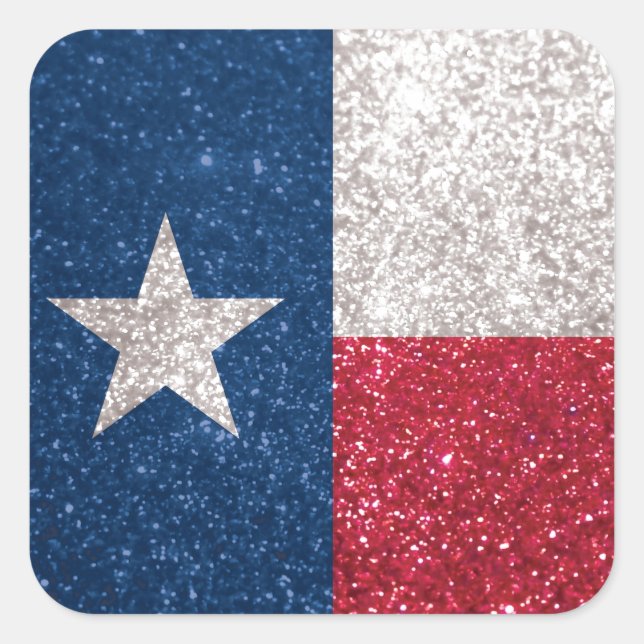 Faux Glitter Texas flag Square Sticker (Front)