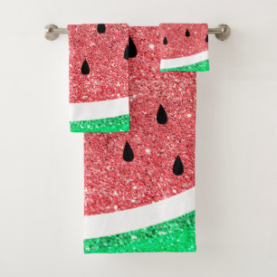 FAUX glitter watermelon Bath Towel Set