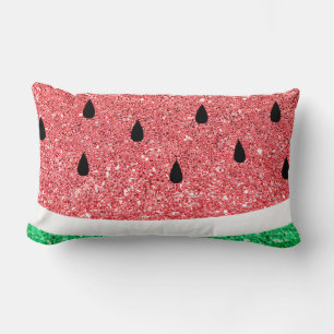 faux glitter watermelon slice cute summer design lumbar cushion