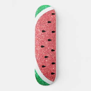 faux glitter watermelon slice design skateboard