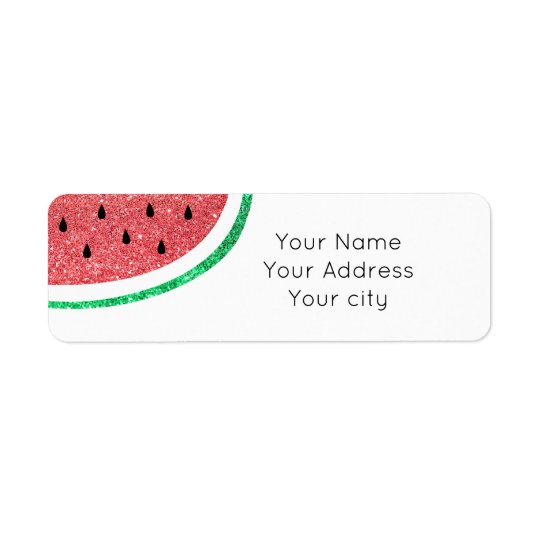 faux glitter watermelon slice return address label