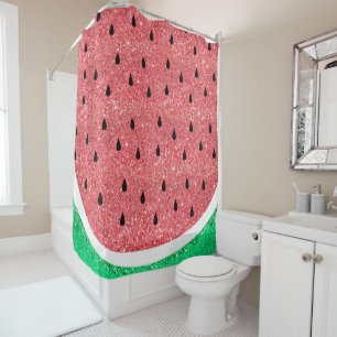 FAUX glitter watermelon slice Shower Curtain