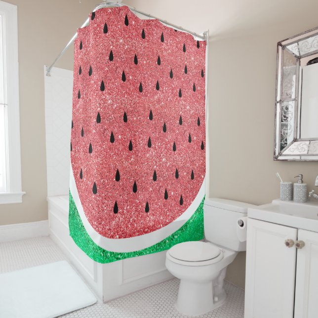 FAUX glitter watermelon slice Shower Curtain (In Situ)