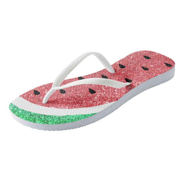 faux glitter watermelon slice thongs (Angled)