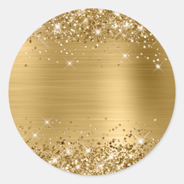 Faux Glittery Gold Foil Foil Texture Blank Classic Round Sticker (Front)