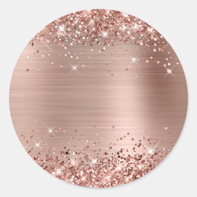 Faux Glittery Rose Gold Foil Foil Texture Blank Classic Round Sticker (Front)
