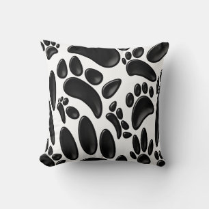 Faux Glossy 3D Abstract Dog Pawprint Cushion