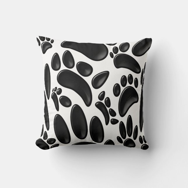 Faux Glossy 3D Abstract Dog Pawprint Cushion (Front)