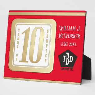 FAUX GOLD 10 year employee service award Plaque