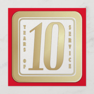 FAUX GOLD 10 year employee service award Thank You Card