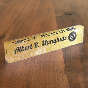 Faux gold 20 year employee anniversary award nameplate