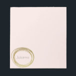 Faux Gold Abstract Circle Design Blush Pink Name Notepad<br><div class="desc">An abstract scribble circle design in faux gold on a light blush pink background personalised with your name in grey modern lettering.</div>