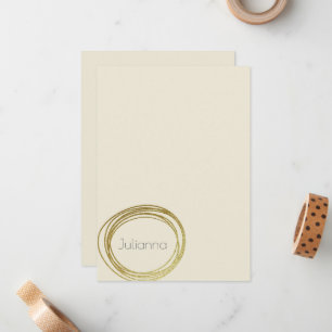 Faux Gold Abstract Circle Design Ivory Cream Name Card