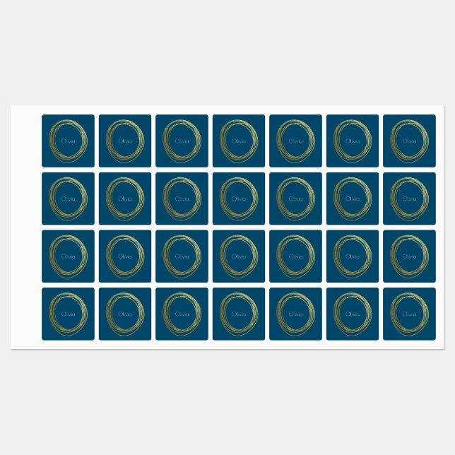 Faux Gold Abstract Circle Design with Name (Sheet)