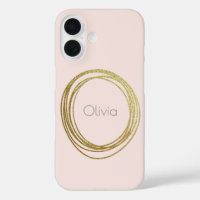 Faux Gold Abstract Circle Design with Name