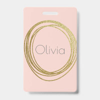 Faux Gold Abstract Circle Design with Name