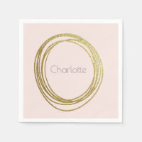 Faux Gold Abstract Circle Design with Name