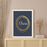 Faux Gold Abstract Circle Design with Name