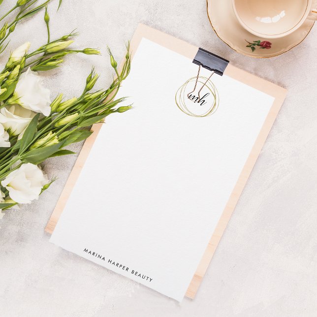 Faux Gold Abstract Monogram Stationery (Creator Uploaded)