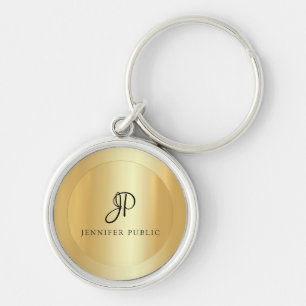 Faux Gold Add Your Name Elegant Modern Template Key Ring